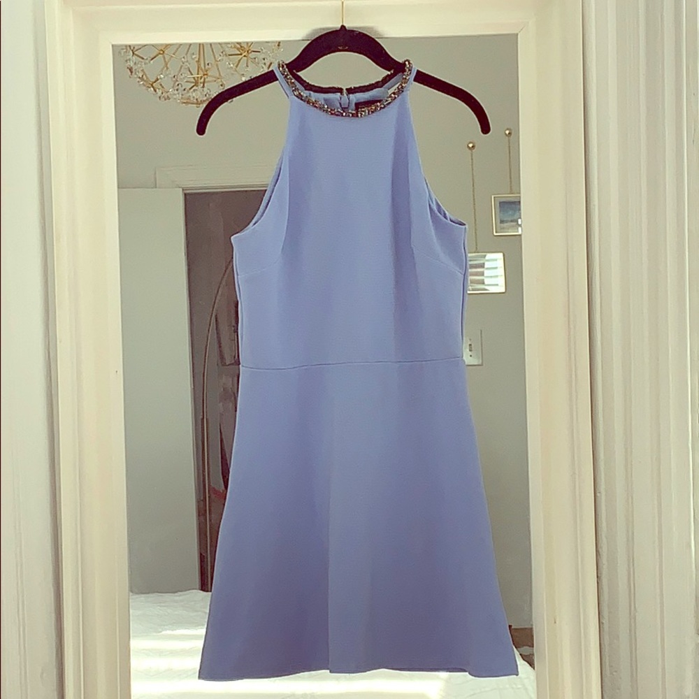 Topshop || Periwinkle Beaded Neck Skater Dress